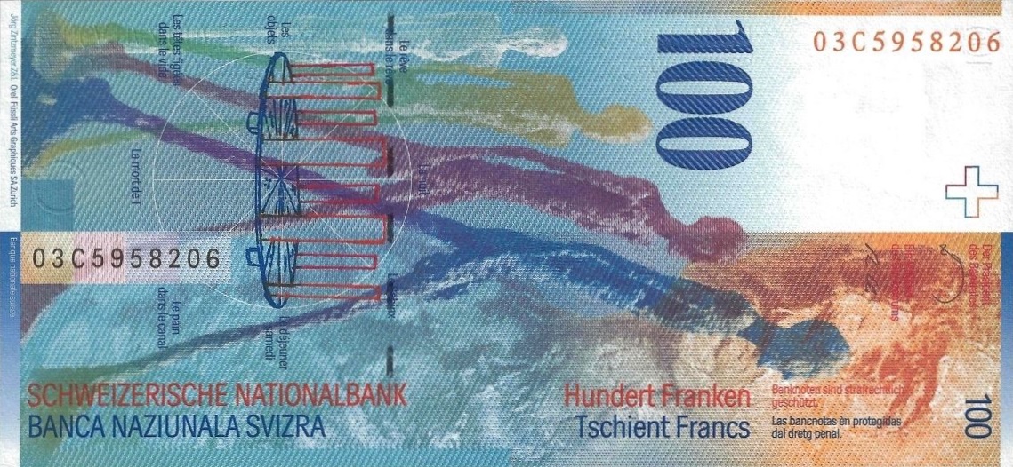 Back of Switzerland p72f: 100 Franken from 2003