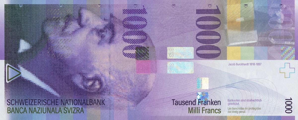 Front of Switzerland p74d: 1000 Franken from 2012