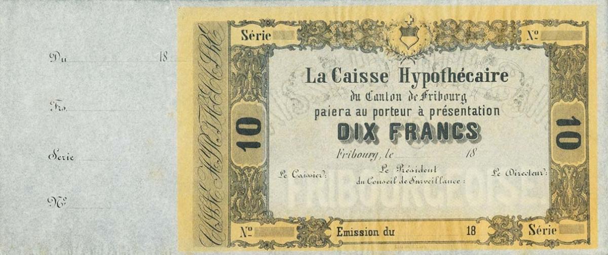 Front of Switzerland pS251: 10 Franken from 1856