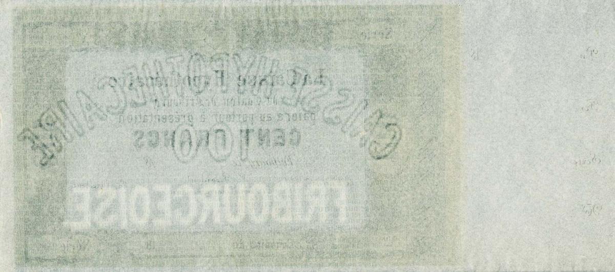 Back of Switzerland pS253r: 100 Franken from 1856