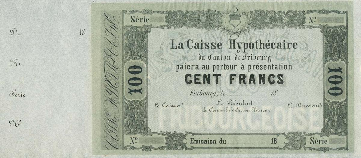 Front of Switzerland pS253r: 100 Franken from 1856
