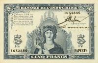 Gallery image for Tahiti p19a: 5 Francs