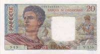 Gallery image for Tahiti p21c: 20 Francs