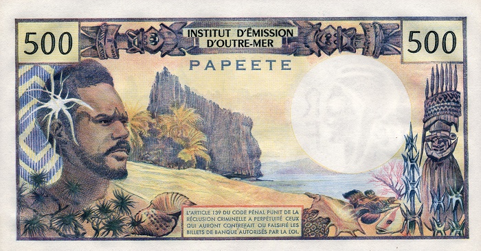 Back of Tahiti p25d: 500 Francs from 1985