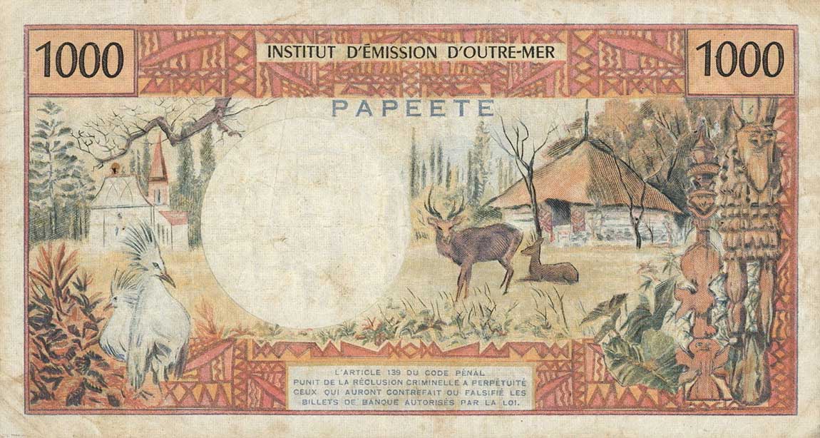 Back of Tahiti p26: 1000 Francs from 1969