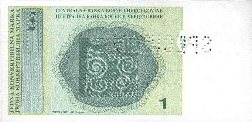 Back of Bosnia and Herzegovina p59s: 1 Convertible Maraka from 1998