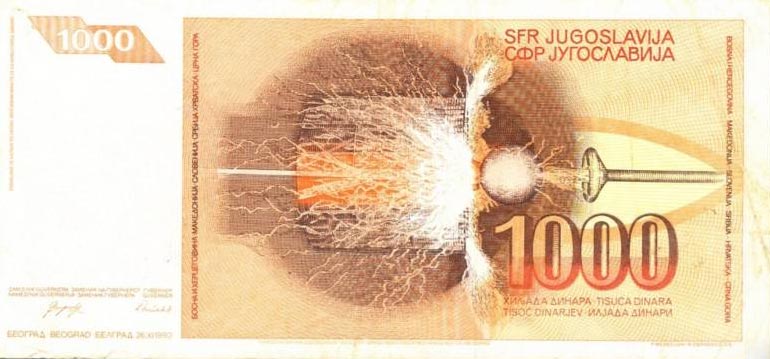 Back of Bosnia and Herzegovina p2c: 1000 Dinara from 1992