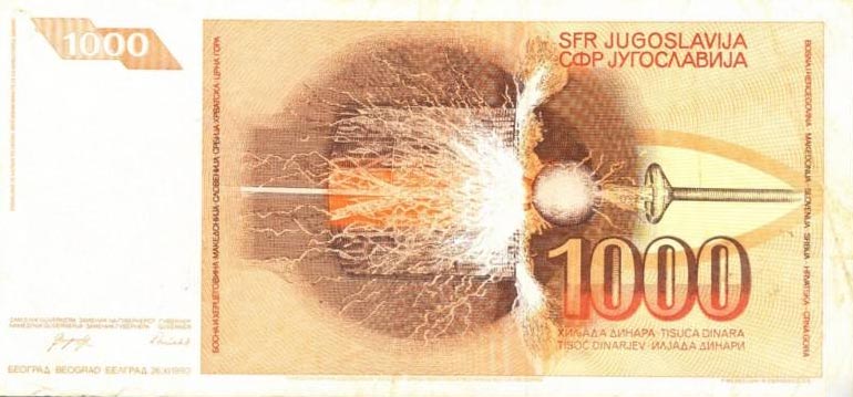 Back of Bosnia and Herzegovina p2c: 1000 Dinara from 1992
