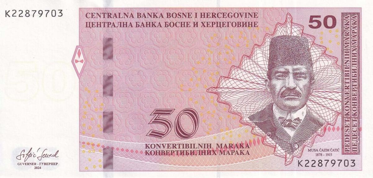 Front of Bosnia and Herzegovina p84c: 50 Convertible Maraka from 2024
