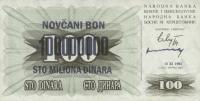 p37b from Bosnia and Herzegovina: 100000000 Dinara from 1993