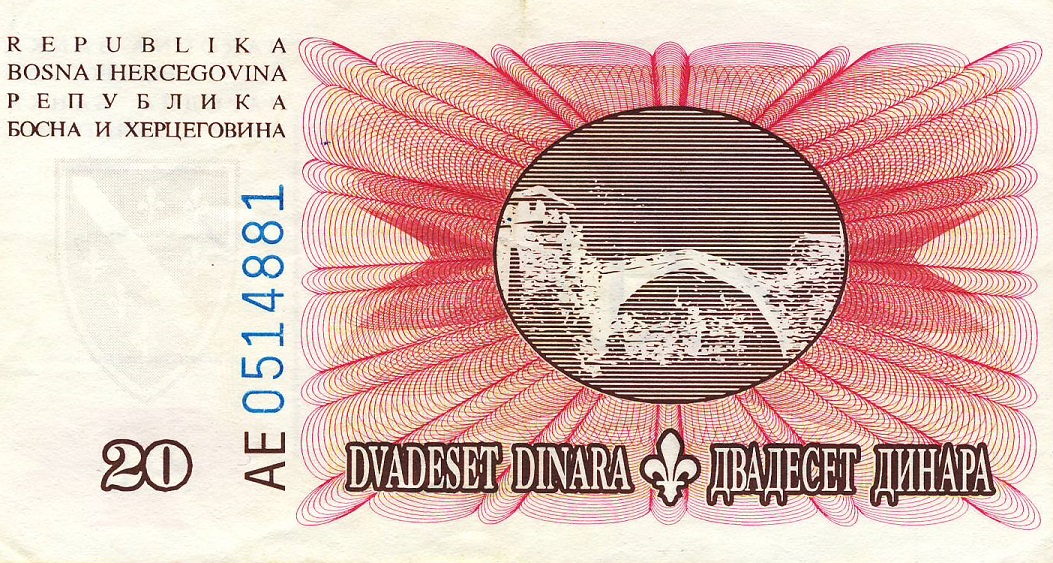 Back of Bosnia and Herzegovina p42a: 20 Dinara from 1994