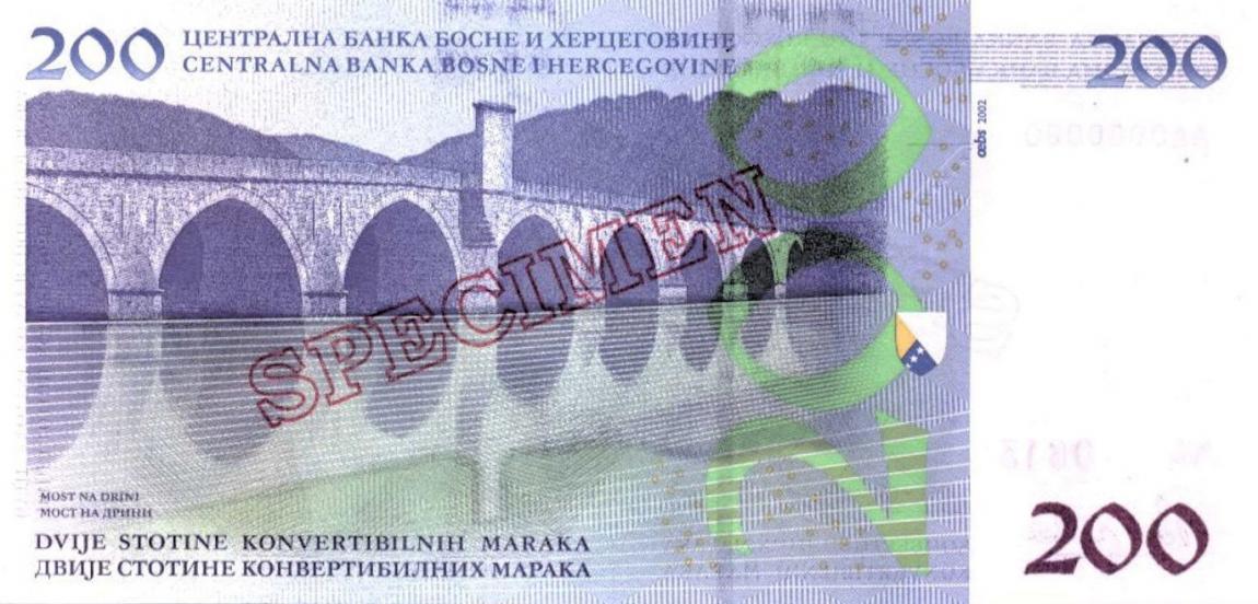 Back of Bosnia and Herzegovina p71s: 200 Convertible Maraka from 2002