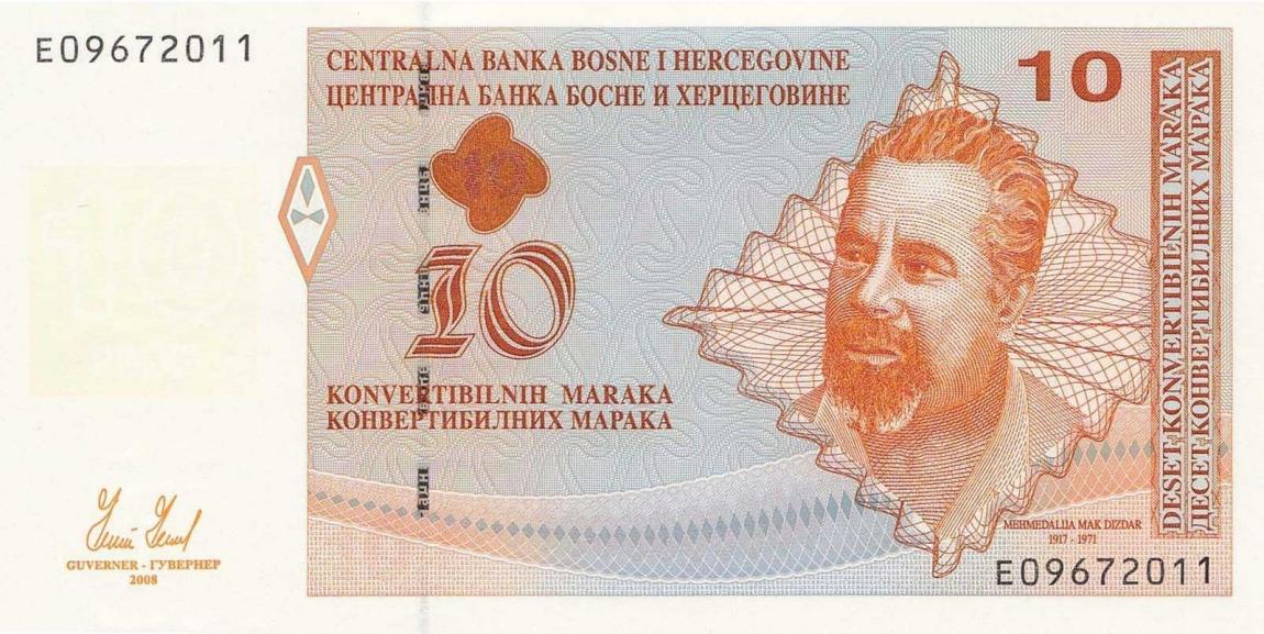 Front of Bosnia and Herzegovina p72a: 10 Convertible Maraka from 2008