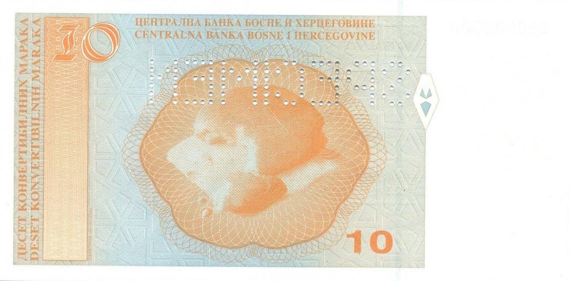 Back of Bosnia and Herzegovina p73s: 10 Convertible Maraka from 2008