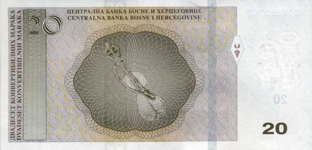 Back of Bosnia and Herzegovina p83a: 20 Convertible Maraka from 2012