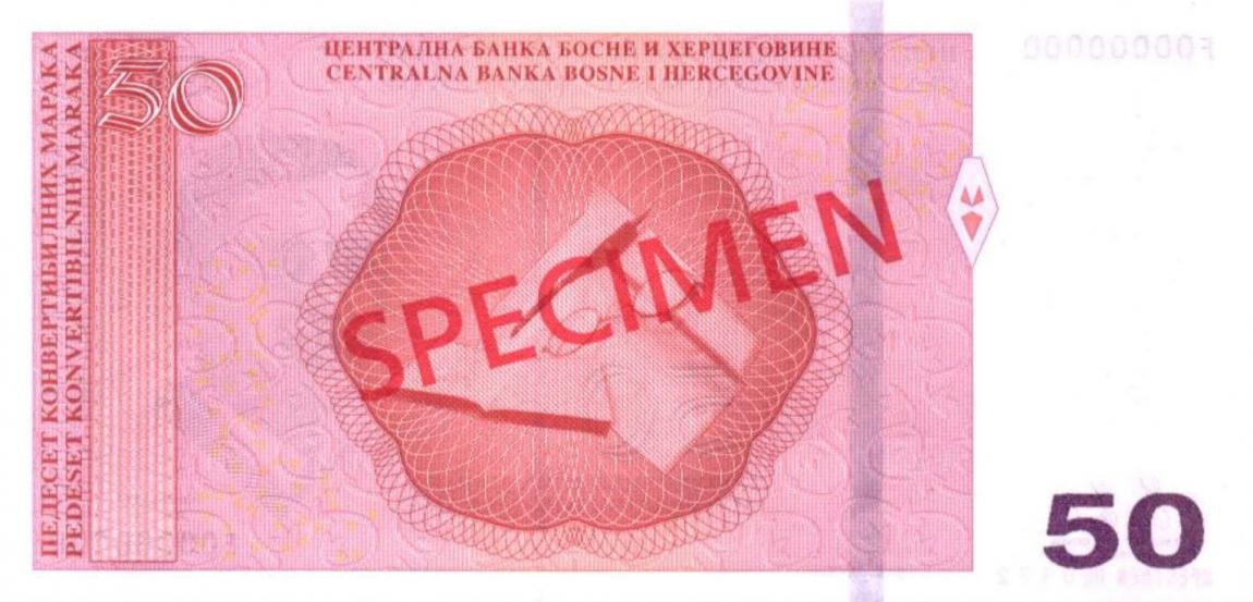 Back of Bosnia and Herzegovina p85s: 50 Convertible Maraka from 2012