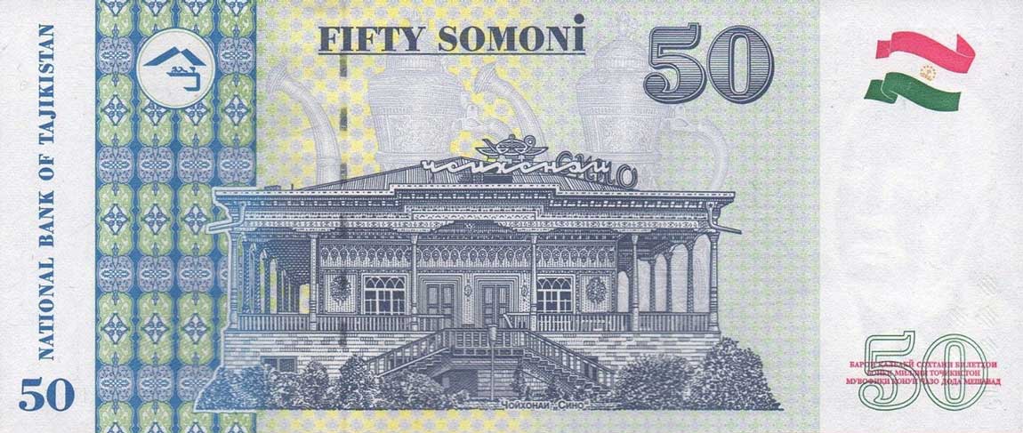 Back of Tajikistan p26b: 50 Somoni from 2017