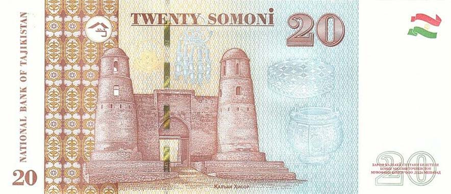 Back of Tajikistan p29b: 20 Somoni from 2021