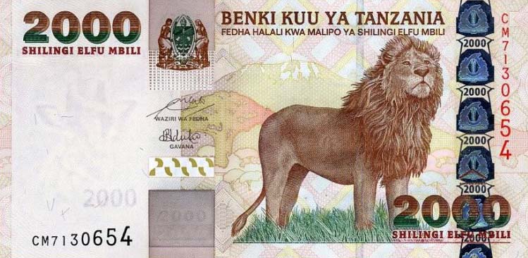 Front of Tanzania p37b: 2000 Shilingi from 2009