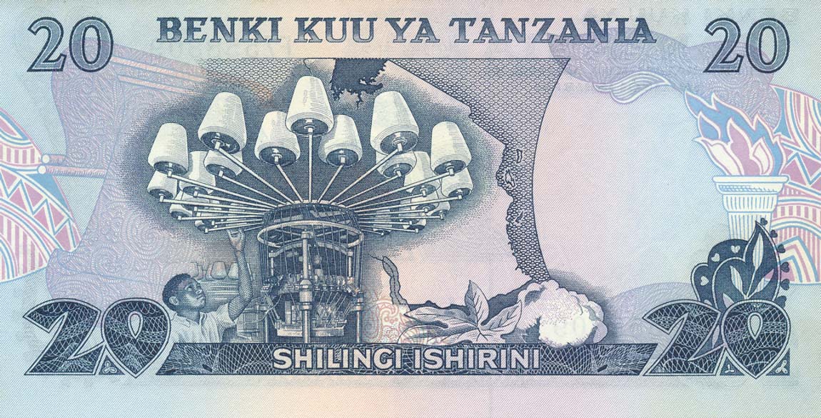 Back of Tanzania p7c: 20 Shilingi from 1978