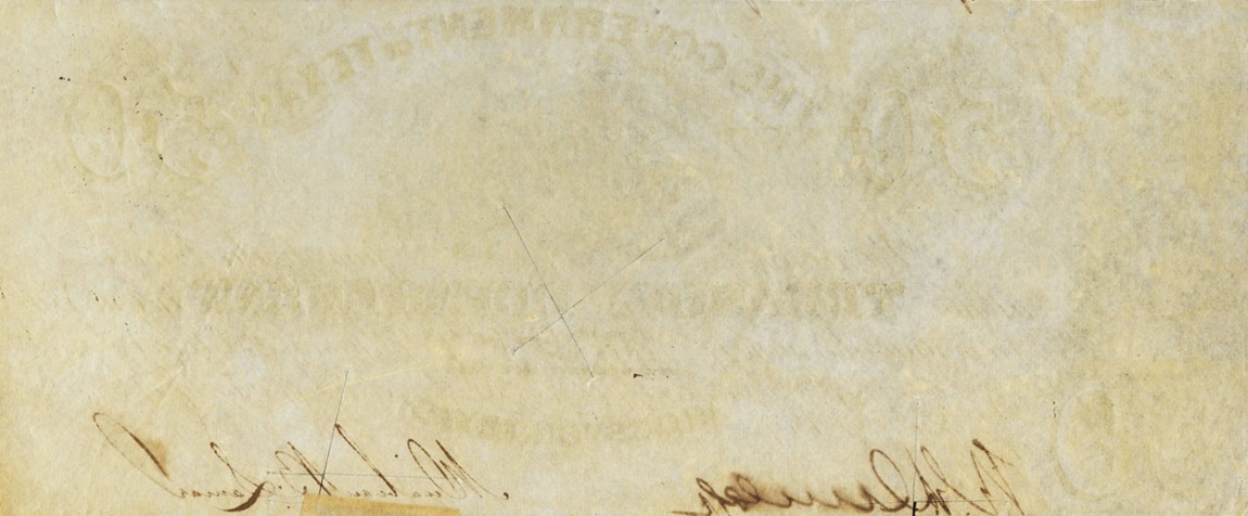 Back of Texas p21: 50 Dollars from 1838