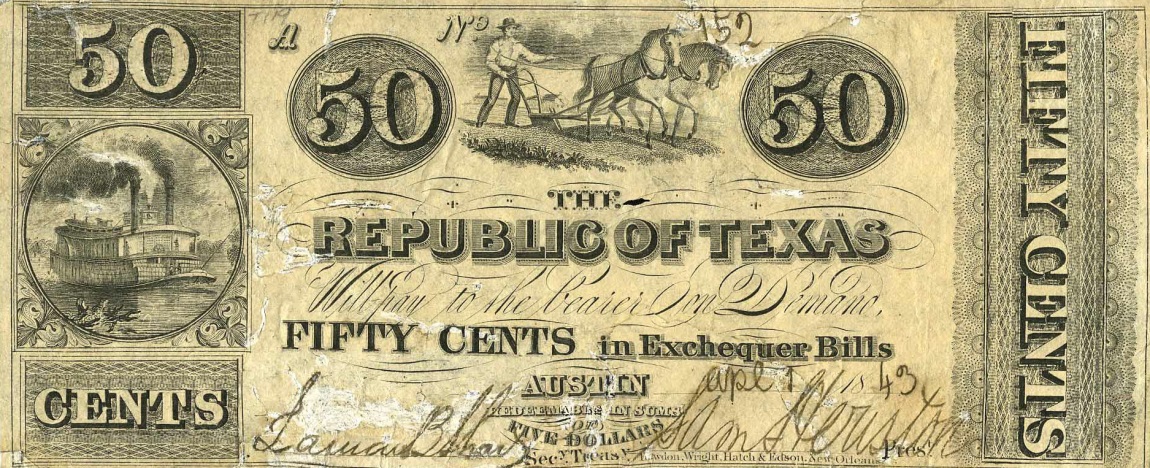 Front of Texas p33: 50 Cents from 1842
