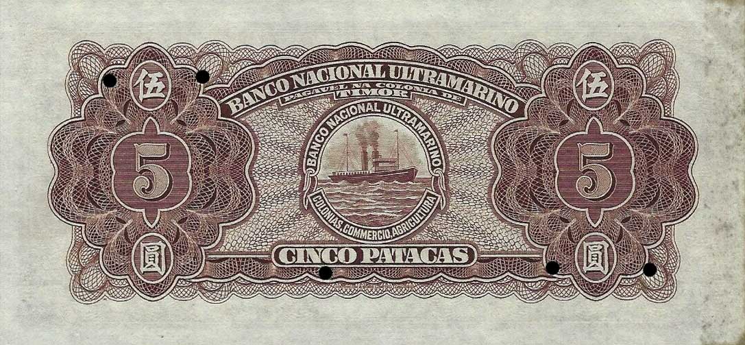 Back of Timor p17s: 5 Patacas from 1945
