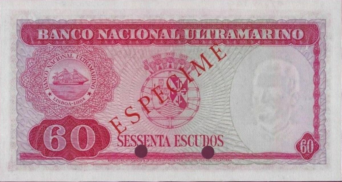 Back of Timor p23s: 60 Escudos from 1959