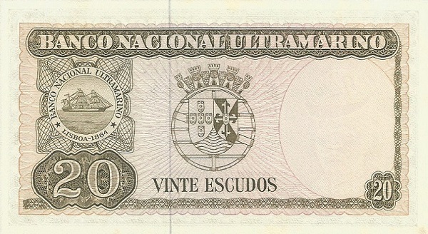Back of Timor p26a: 20 Escudos from 1967