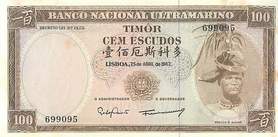 Front of Timor p28f: 100 Escudos from 1963