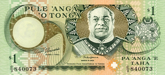 Front of Tonga p31b: 1 Pa'anga from 1995