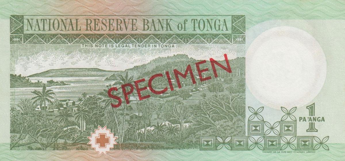 Back of Tonga p31s: 1 Pa'anga from 1995