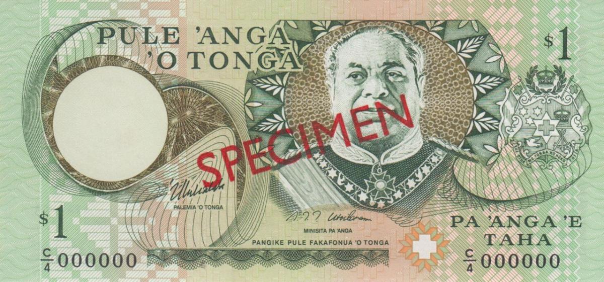 Front of Tonga p31s: 1 Pa'anga from 1995