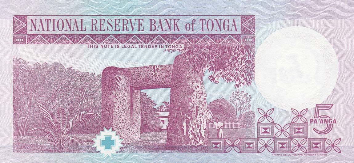Back of Tonga p33b: 5 Pa'anga from 1995