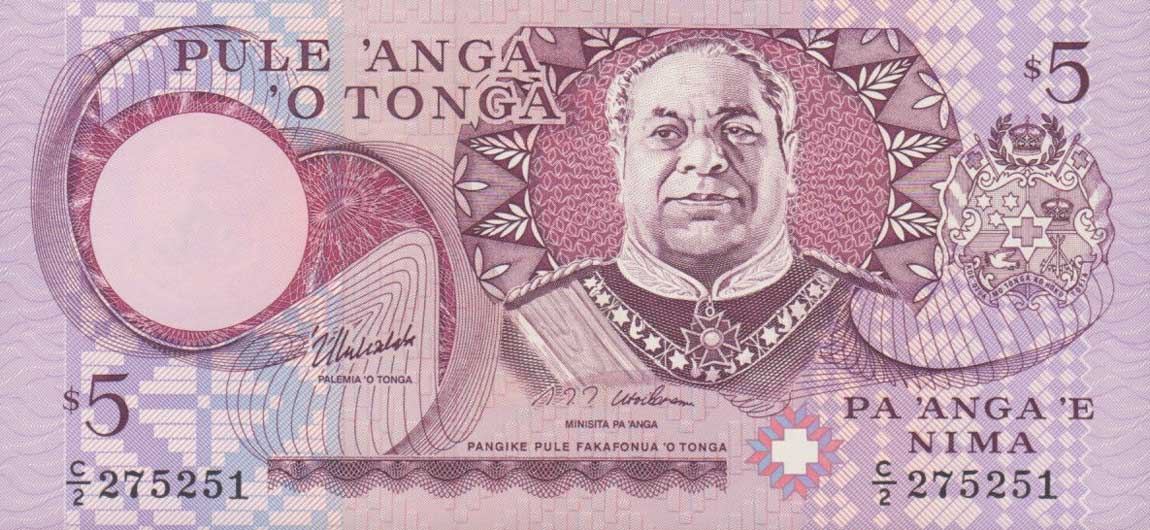 Front of Tonga p33c: 5 Pa'anga from 1995