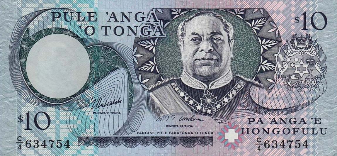 Front of Tonga p34c: 10 Pa'anga from 1995