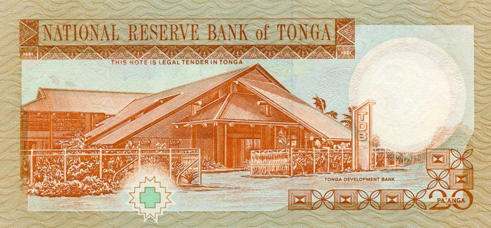 Back of Tonga p35a: 20 Pa'anga from 1995