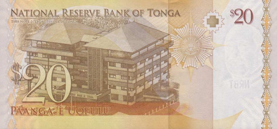Back of Tonga p41: 20 Pa'anga from 2008