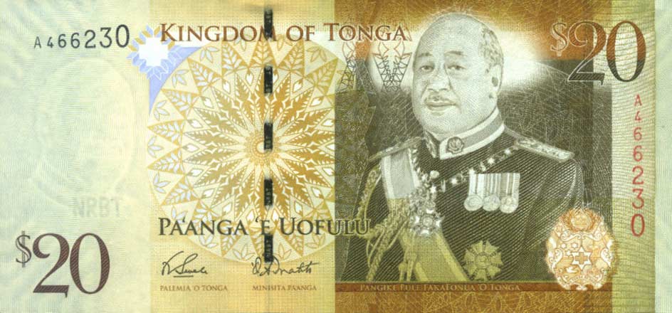 Front of Tonga p41: 20 Pa'anga from 2008