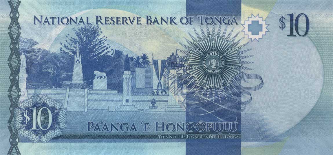 Back of Tonga p46: 10 Pa'anga from 2015