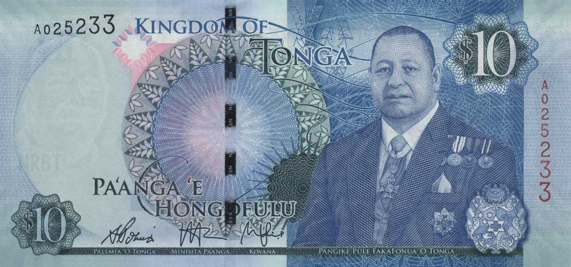 Front of Tonga p46: 10 Pa'anga from 2015