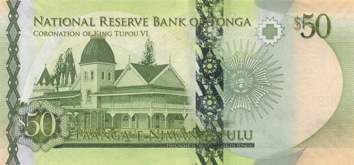 Back of Tonga p48: 50 Pa'anga from 2015