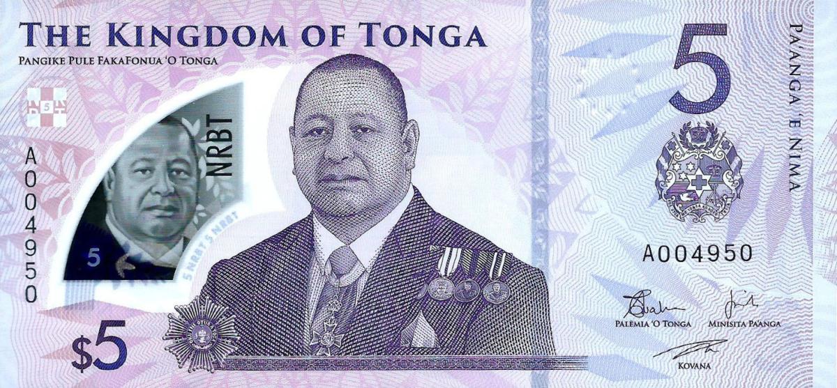 Front of Tonga p51a: 5 Pa'anga from 2023