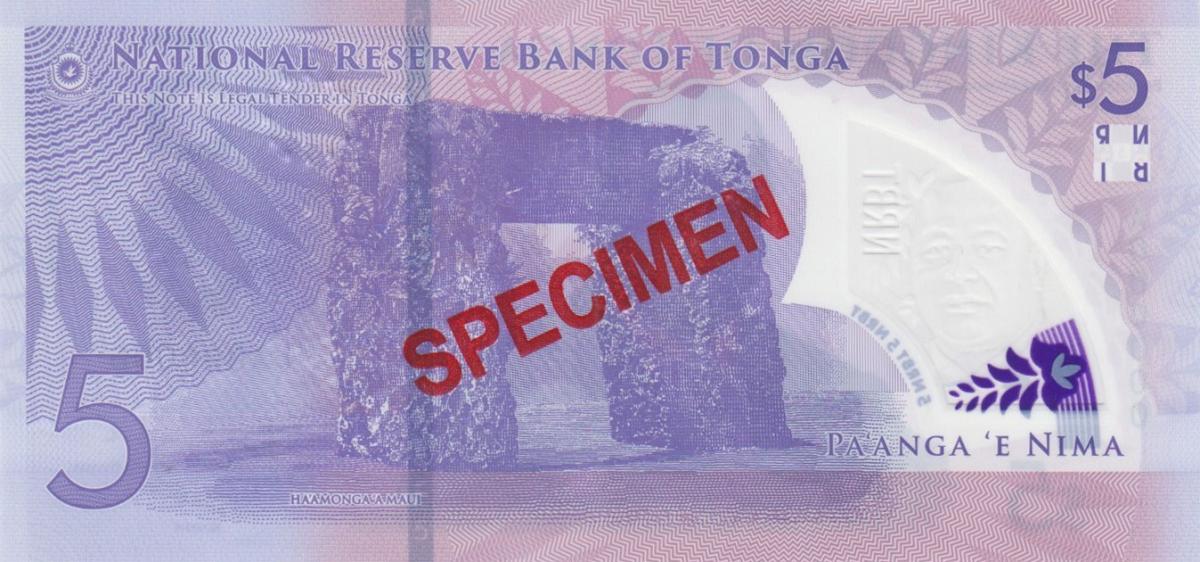 Back of Tonga p51s: 5 Pa'anga from 2023
