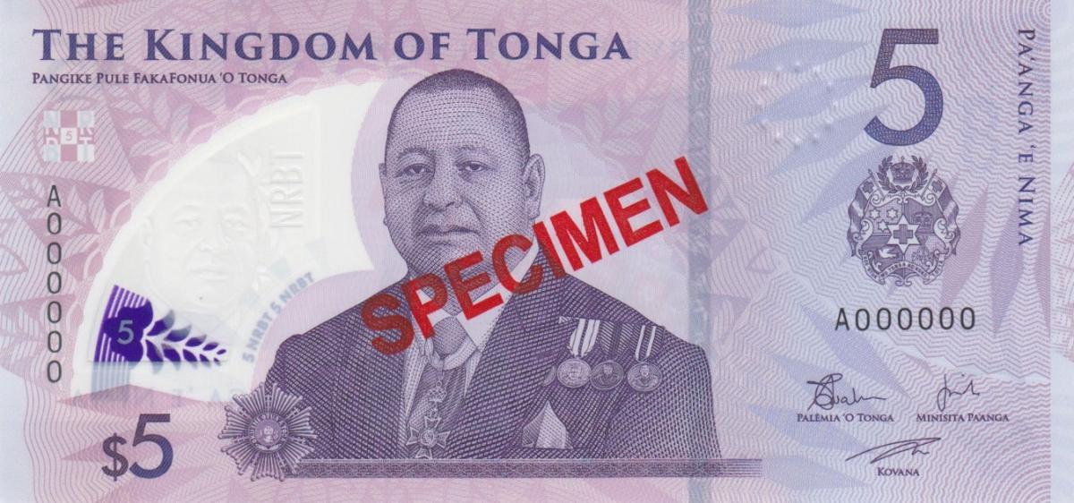 Front of Tonga p51s: 5 Pa'anga from 2023