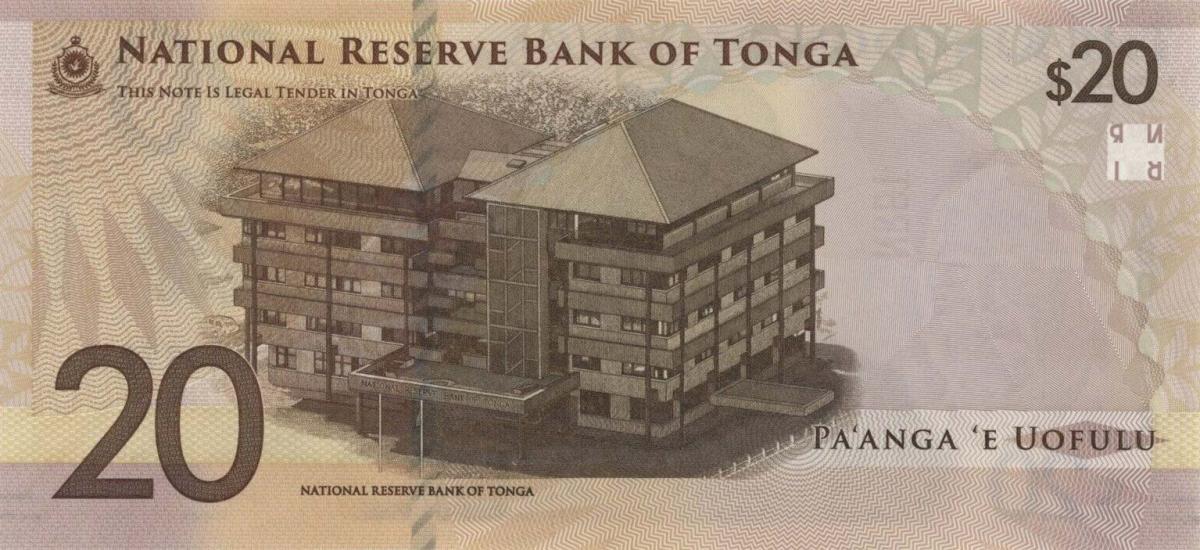 Back of Tonga p53a: 20 Pa'anga from 2023