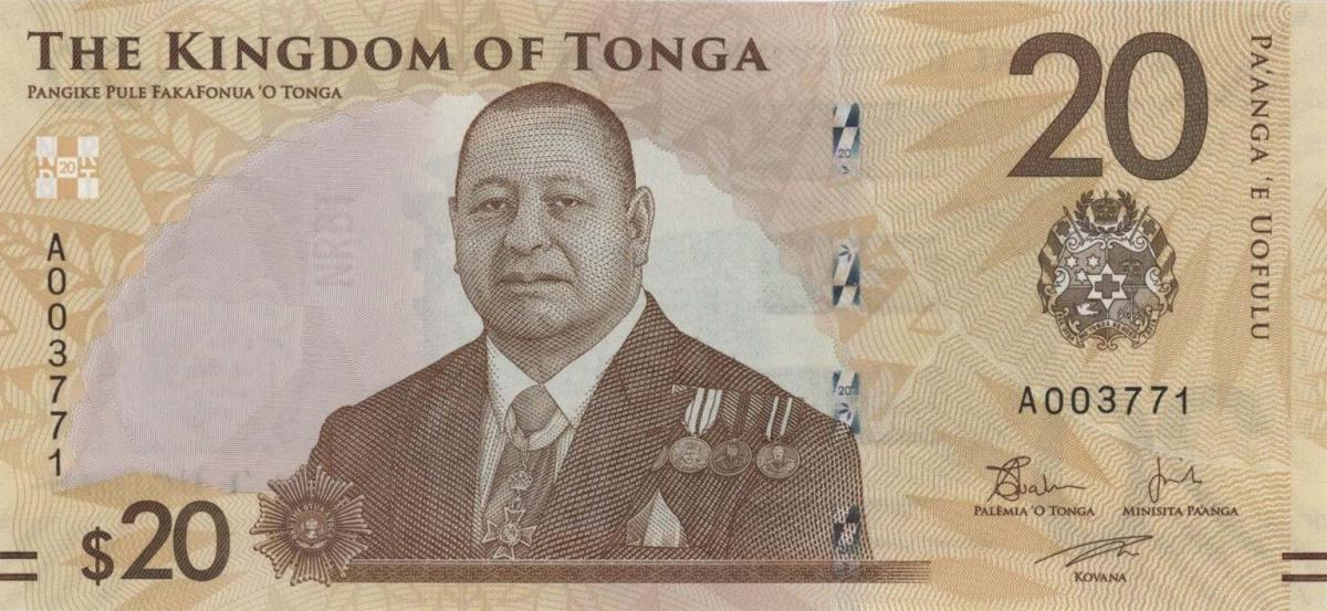 Front of Tonga p53a: 20 Pa'anga from 2023
