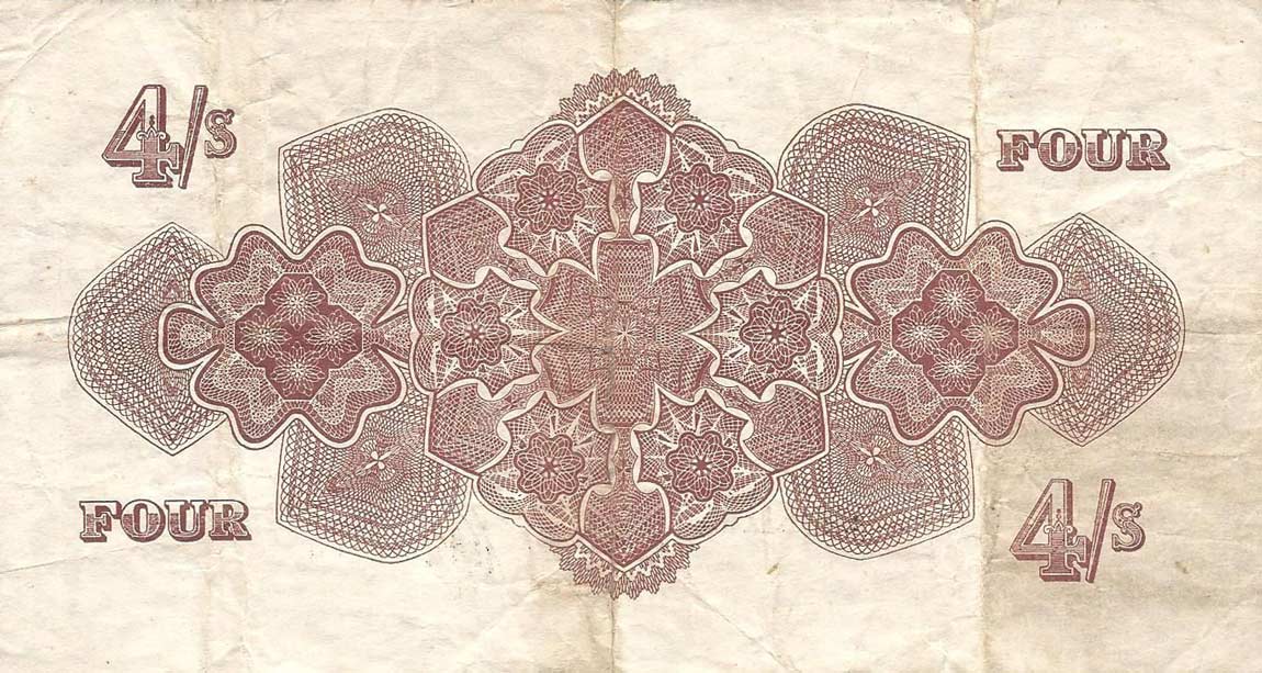 Back of Tonga p9c: 4 Shillings from 1955