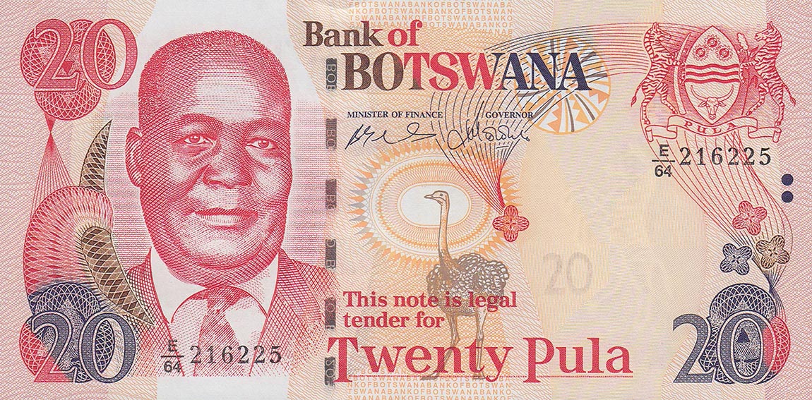 RealBanknotes.com > Botswana p25a: 20 Pula from 2002