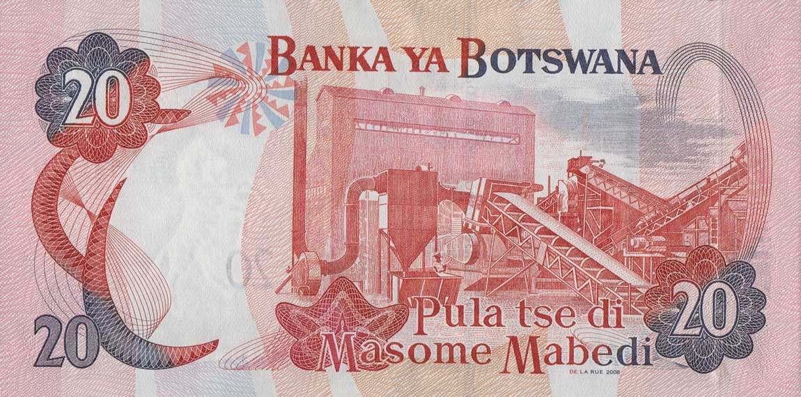 Back of Botswana p25b: 20 Pula from 2008